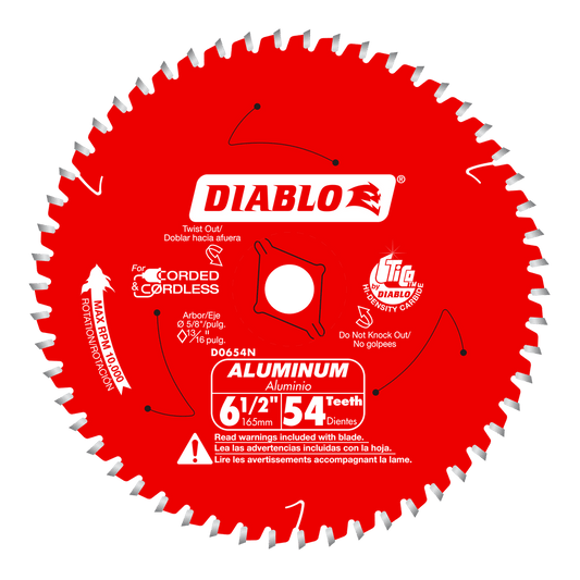Diablo 6-1/2 in. D X 5/8 in. TiCo Hi-Density Carbide Circular Saw Blade 54 teeth 1 pk