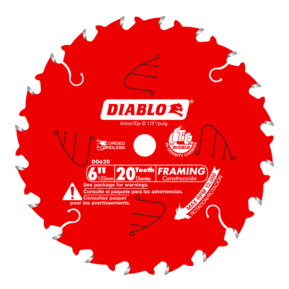 Diablo 6 in. D X 1/2 in. TiCo Hi-Density Carbide Framing Blade 20 teeth 1 pk