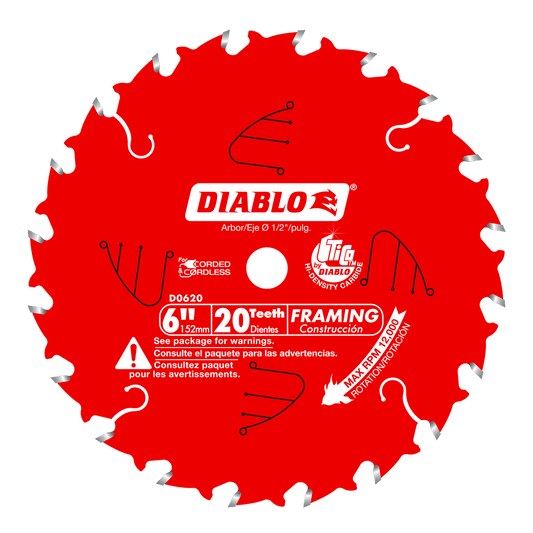 Diablo 6 in. D X 1/2 in. TiCo Hi-Density Carbide Framing Blade 20 teeth 1 pk