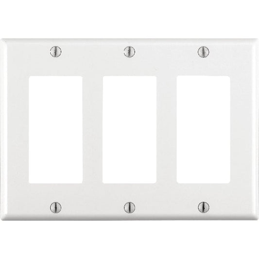Leviton White 3 gang Thermoset Plastic Decorator Wall Plate 1 pk