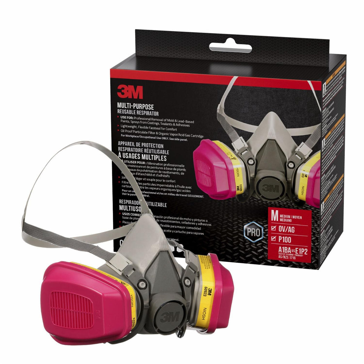 3M Professional Multi-Purpose Respirator 62023H1-DC, OV/AG P100, Medium