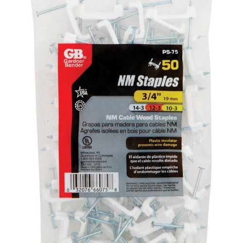 Gardner Bender 3/4 in. W Plastic Insulated Cable Staple 50 pk