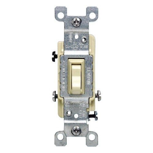 Leviton 15 amps Three Pole Toggle AC Quiet Switch Ivory 1 pk