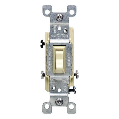 Leviton 15 amps Three Pole Toggle AC Quiet Switch Ivory 1 pk