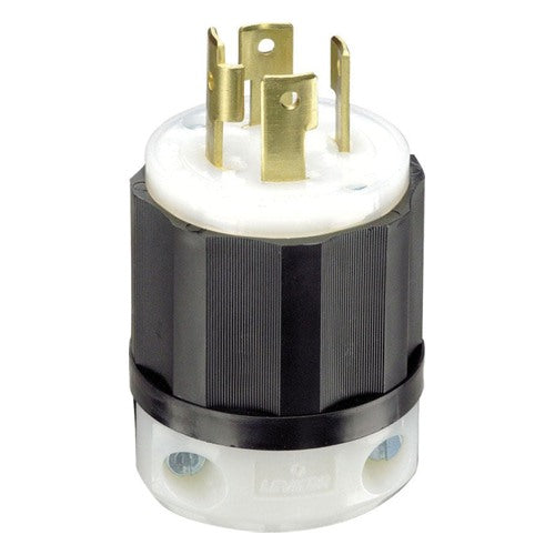 Leviton Industrial Nylon Curved Blade/Ground Locking Plug L14-30P 14-8 AWG 3 Pole 4 Wire