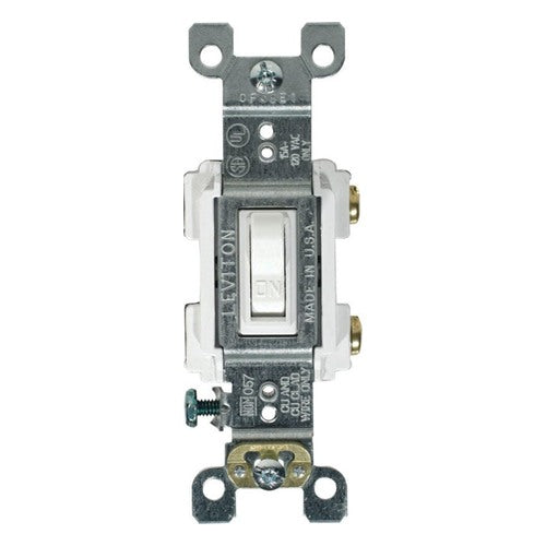 Leviton 15 amps Single Pole Toggle AC Quiet Switch White 1 pk — RS115-WCP
