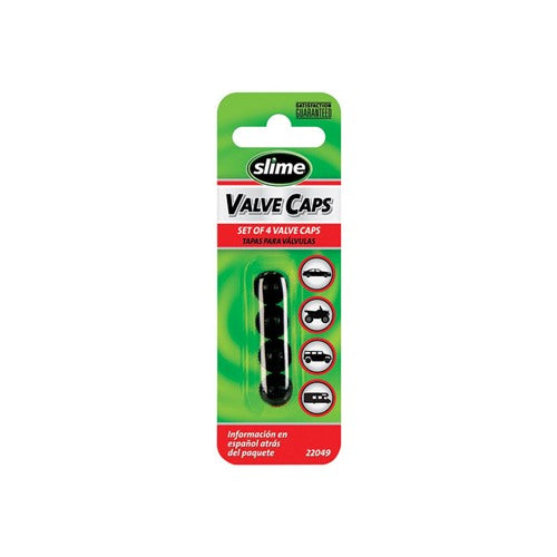 Slime Plastic Tire Valve Caps Black