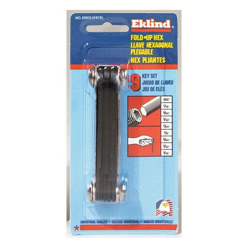 Eklind .050 to 3/16 in. SAE Fold-Up Hex Key Set 9 pc