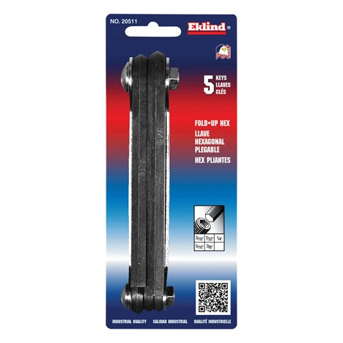 Eklind 3/16 to 3/8 in. SAE Fold-Up Hex Key Set 5 pc