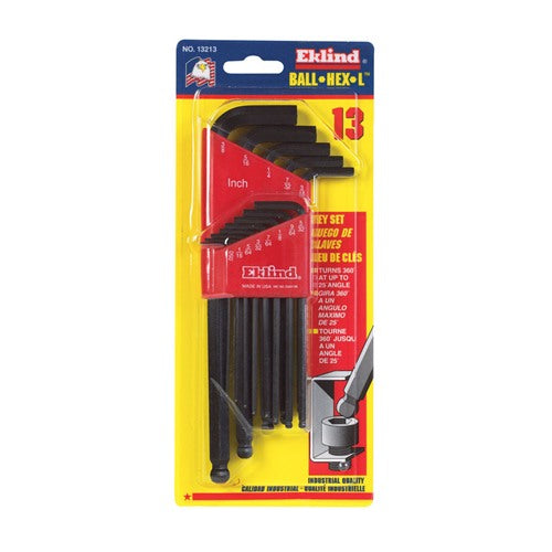 Eklind Ball-Hex-L SAE Long Arm Ball End Hex L-Key Set 13 pc