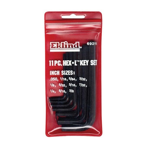 Eklind Hex-L .050 to 3/8 in. SAE Short Arm Hex L-Key Set 11 pc