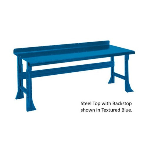 Equipto 2200 Series Adjustable-Height Open-Leg Workcenter — Steel Top with Backstop, 29" High