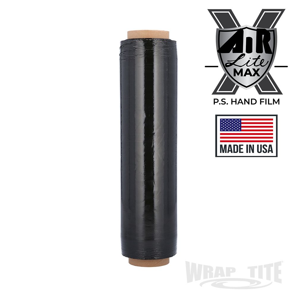 13" Oscillated x 1,968, Black Pre-Stretch, 280 rls/plt, 8.5 mic with folded edges