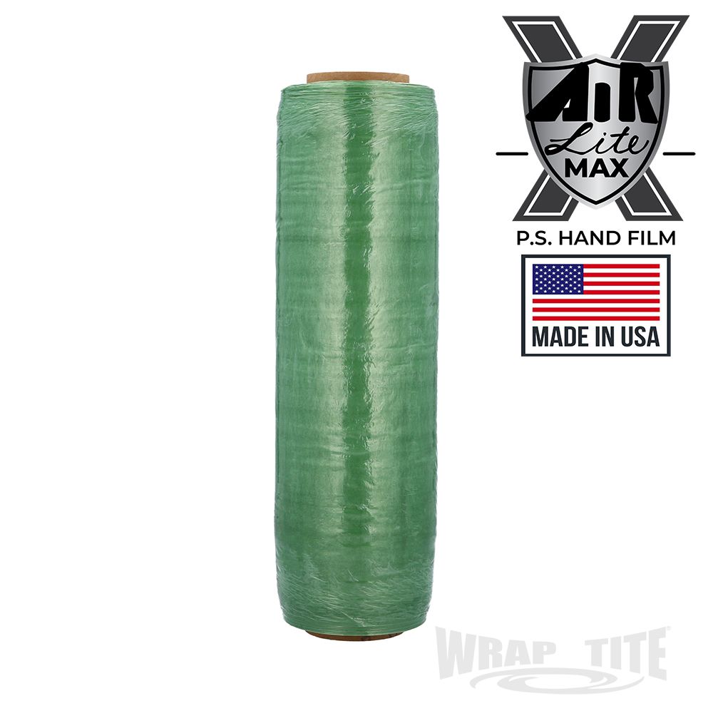 17" Oscillated x 1,476, Green Pre-Stretch, 4 rls/cs; 8.5 mic with folded edges