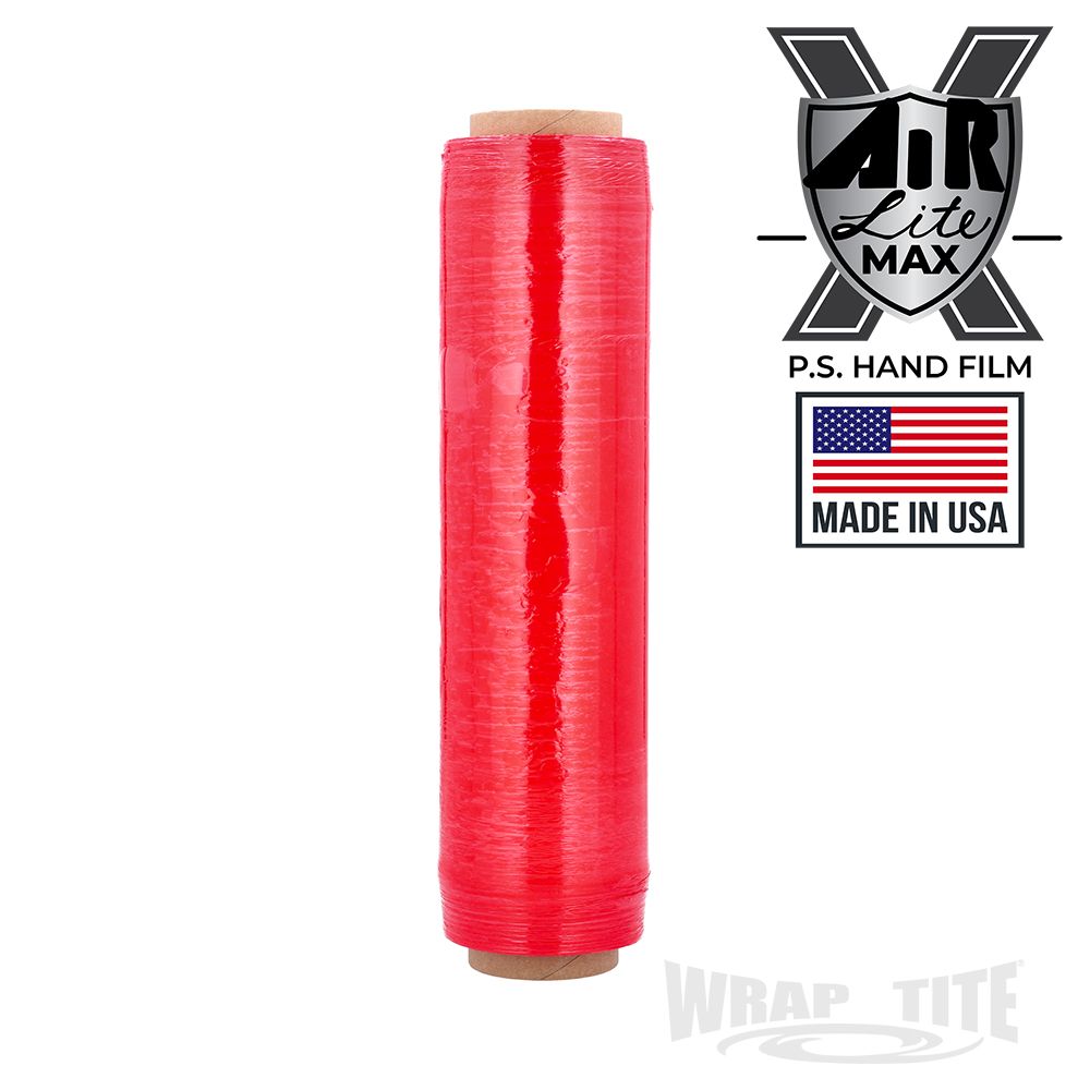 13" Oscillated x 1,968, Red Pre-Stretch, 280 rls/plt, 8.5 mic with folded edges