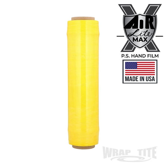 17" Oscillated x 1,476, Yellow Pre-Stretch, 4 rls/cs; 8.5 mic with folded edges