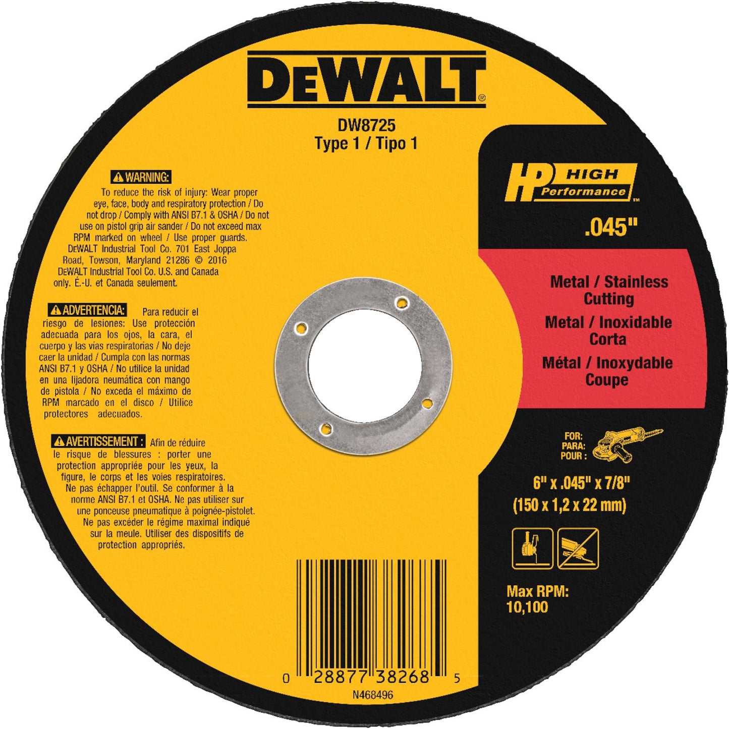 MTL CUT WHL T1 6"X.045XP