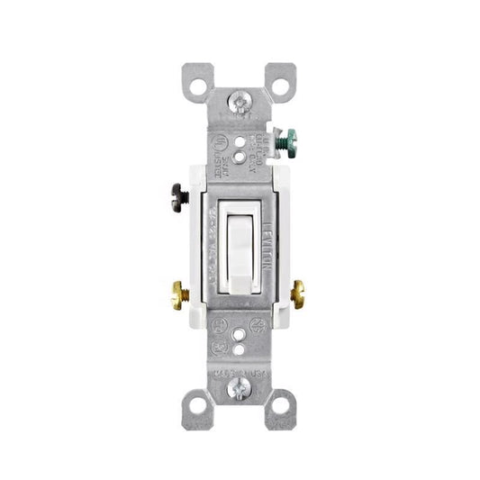 Leviton 15 amps Three Pole 3-Way Toggle AC Quiet Switch White 1 pk