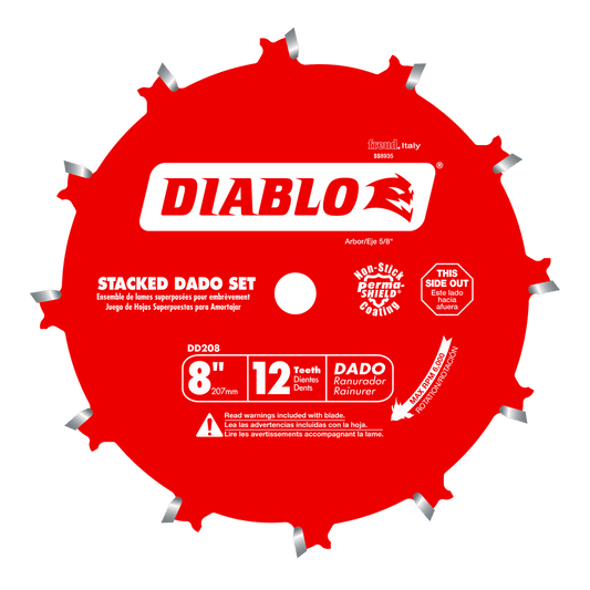 Diablo 8 in. D X 5/8 in. TiCo Hi-Density Carbide Stacked Dado Saw Blade Set 12 teeth 1 pk