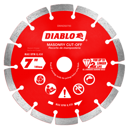 Diablo 7 in. D X 7/8 in. X .094 in. thick Diamond Masonry Cut-Off Disc 1 pk