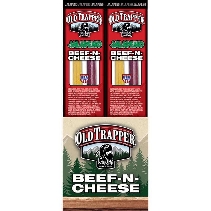 Old Trapper Jalapeno Beef Stick and Cheese 1.3 oz Shrink Wrapped