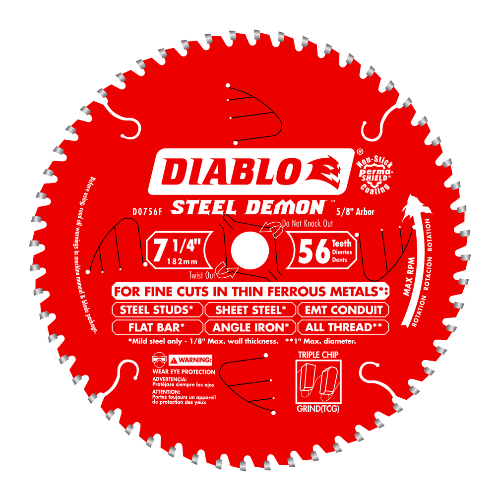Diablo Steel Demon 7-1/4 in. D X 5/8 in. TiCo Hi-Density Carbide Metal Saw Blade 56 teeth 1 pk