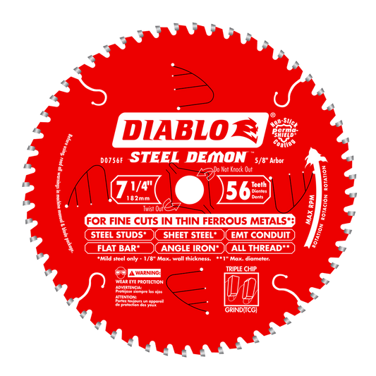 Diablo Steel Demon 7-1/4 in. D X 5/8 in. TiCo Hi-Density Carbide Metal Saw Blade 56 teeth 1 pk