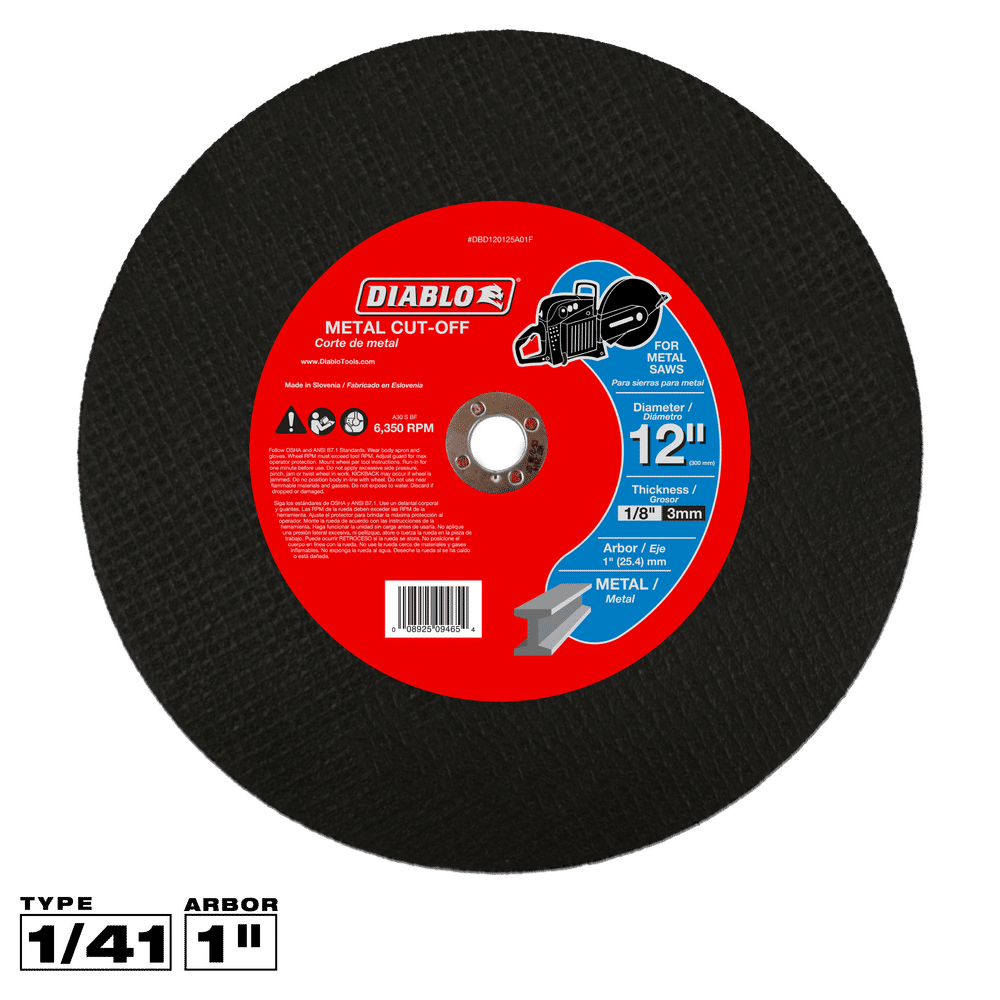 Diablo 12 in. D X 1 in. X 1/8 in. thick Aluminum Oxide High Speed Metal Cut-Off Disc 1 pk