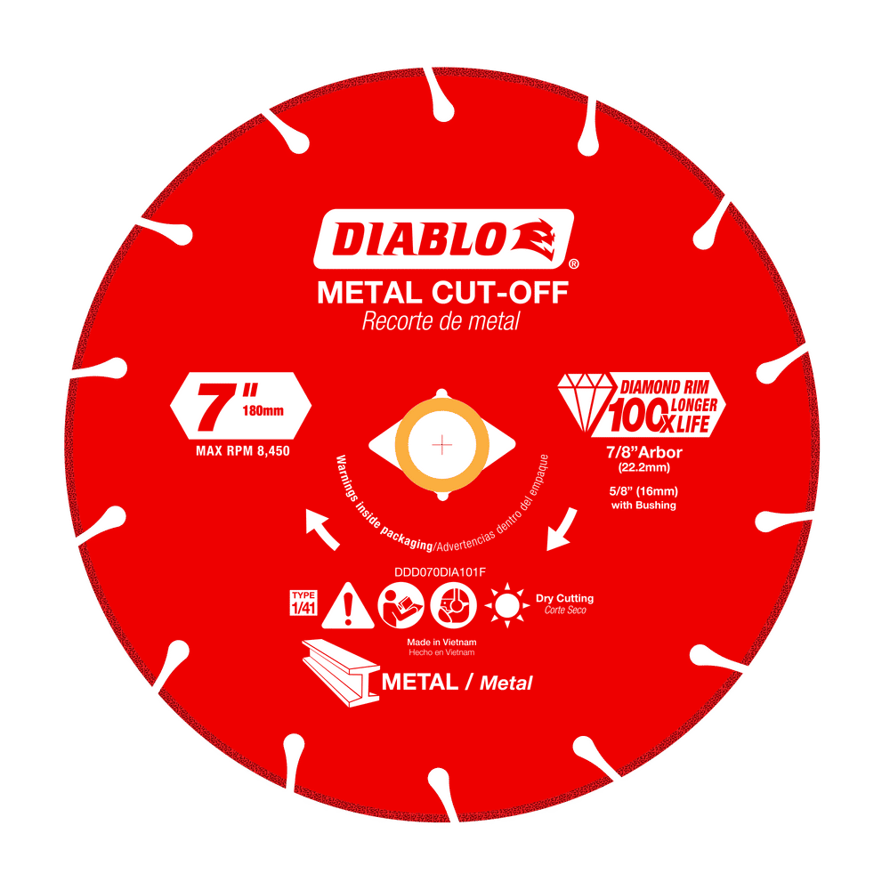 Diablo 7 in. D X 7/8 in. X 0.065 in. thick Diamond Metal Cut-Off Wheel