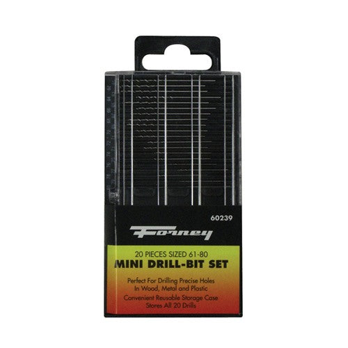 Forney High Speed Steel Mini Drill Bit Set Round Shank 20 pc