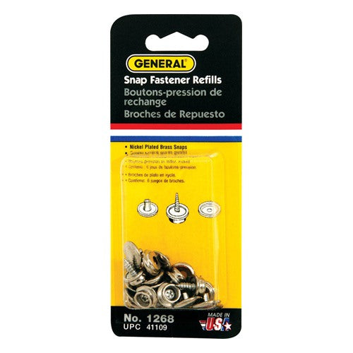 General 3/8 in. D Brass Screw Snap Fastener Refill 6 pk