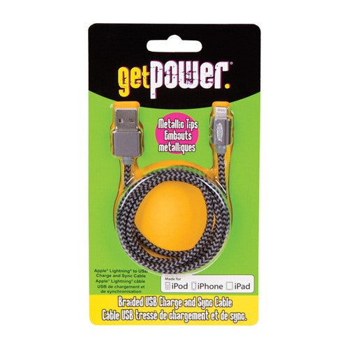 GetPower 3 ft. L Lightning Cable 1 pk