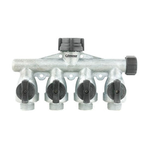 Gilmour 5/8 in. Metal Threaded Male 4-Way Shut-off Valve 800404-1001