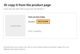 Example showing where to find a Global Industrial model number (example number, not a real document)