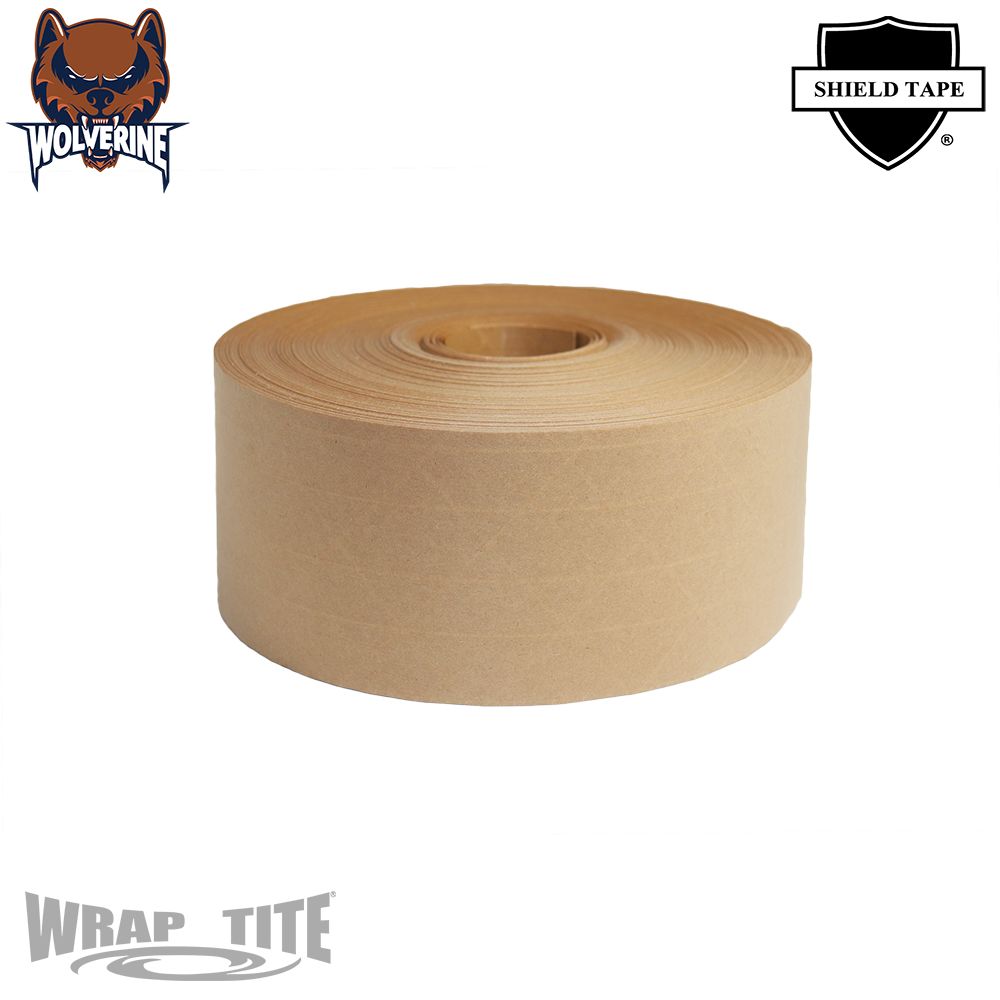 70mm x 450', WOLVERINE 3.0 Kraft Re-inf Gum Tape Economy Grade, 10 rls/cs