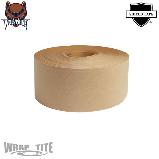 70mm x 450', WOLVERINE 3.0 Kraft Re-inf Gum Tape Economy Grade, 10 rls/cs