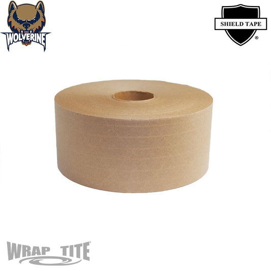 70mm x 450', WOLVERINE 4.0 Kraft Re-inf Gum Tape Ind'l Grade, 10 rls/cs