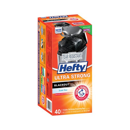 Hefty Ultra Strong 13 gal No Scent Kitchen Trash Bags Drawstring 40 pk