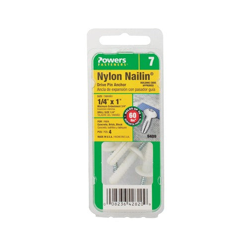 HILLMAN 1/4 in. D X 1 in. L Nylon Truss Head Truss Head Anchor 4 pk