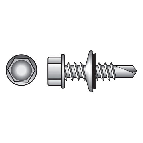 HILLMAN 1/4 in. Ga. X 1-1/2 in. L Hex Hex Washer Head Self-Drilling Screws 100 pk