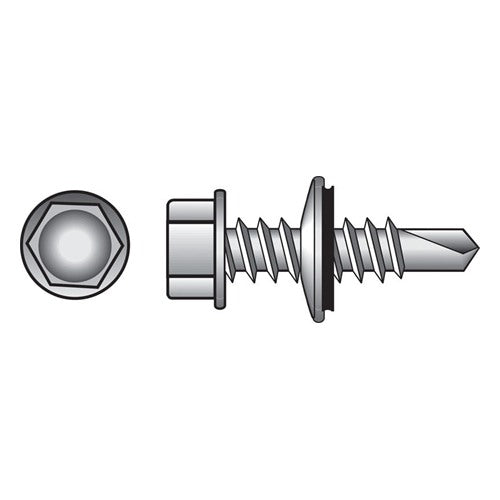 HILLMAN 1/4 in. Ga. X 1 in. L Hex Hex Washer Head Self-Drilling Screws 100 pk