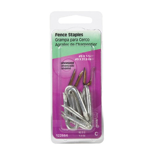 HILLMAN 1/4 in. W X 1-1/4 in. L Galvanized Steel Fence Staples 9 Ga. 1 oz 1-1/2 oz