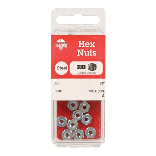 Hillman 10 in. Zinc-Plated Steel SAE Hex Nut 20 pk