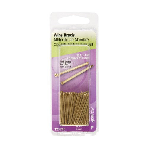 HILLMAN 16 Ga. X 1-1/4 in. L Brass Brad Nails 1 pk 2 oz
