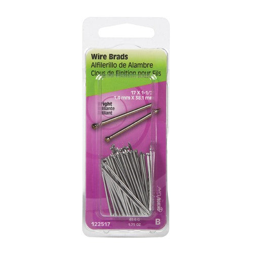 HILLMAN 17 Ga. X 1-1/2 in. L Bright Steel Brad Nails 1 pk 1.75 oz