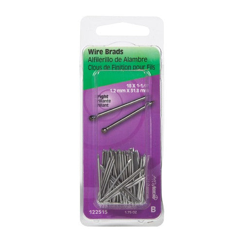 HILLMAN 18 Ga. X 1-1/4 in. L Bright Steel Brad Nails 1 pk 1.75 oz