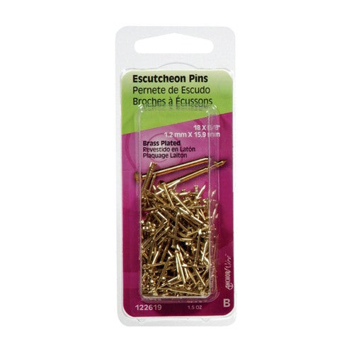 HILLMAN 18 Ga. X 5/8 in. L Brass-Plated Steel Escutcheon Pins 1 pk 1.5 oz