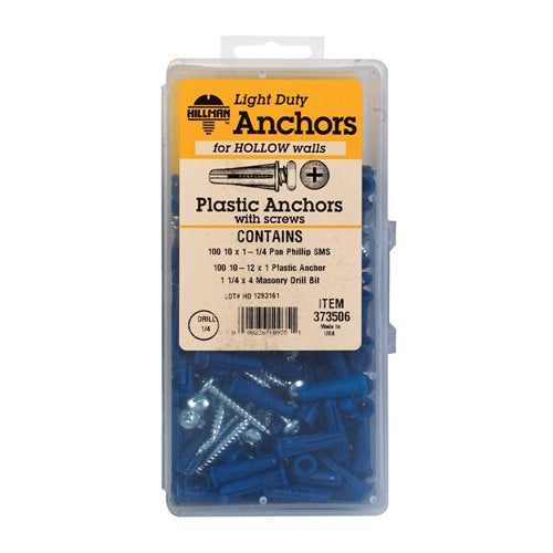 HILLMAN .19 in. D X 1 in. L Plastic Pan Head Conical Anchor Kit 201 pk