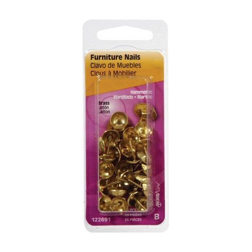 HILLMAN 4.88 in. Furniture Brass-Plated Brass Nail Hammered Head