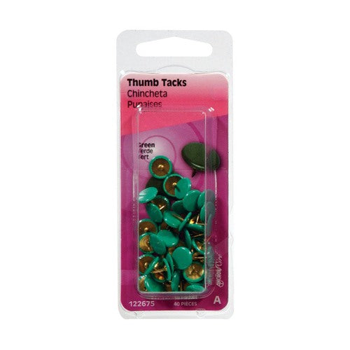 HILLMAN 5/16 in. L Green Steel Thumb Tacks 40 pk